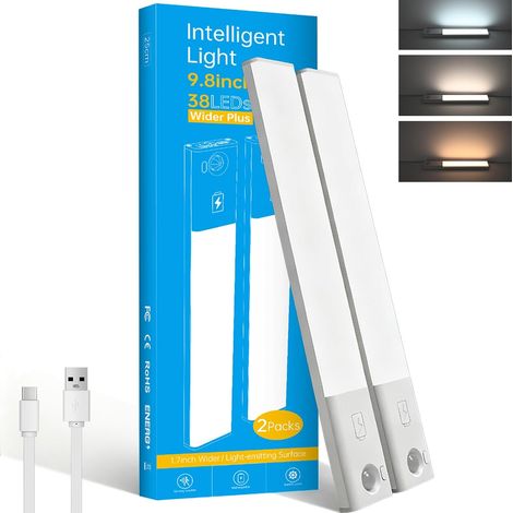 LED Cabinet Light with 3 Adjustable Colors, USB Charging, Magnetic Installation, Suitable for Closets, Wardrobes, Bedrooms and Stairs (2) (1/5)