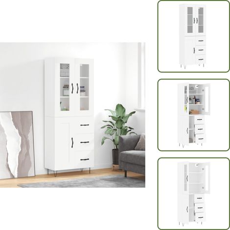 Meuble de salle à manger - vidaXL Buffet haut Blanc 69,5x34x180 cm Bois d'ingénierie - Meuble de cuisine