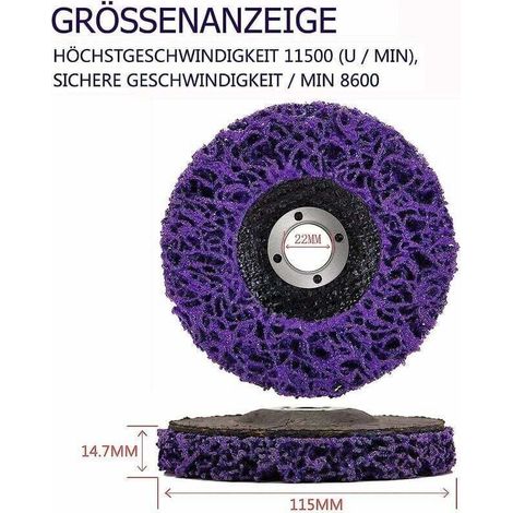 Lot de 5 Disques Abrasifs Violet pour Meuleuse d’Angle 115 x 22 mm – Pour Ponçage, Décapage Peinture et Traitement de Surface