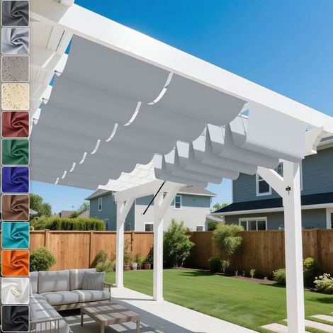 Voile d'ombrage rétractable avec œillets, 2 x 4 m, toile ondulée, imperméable, protection UV 95 %, résistante 2 x 4 m (1/5)