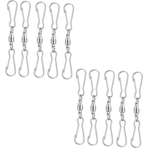 Set 20 Ganci Girevoli in Acciaio Inox Argento, Rotazione a 360°, Impermeabili, Doppio Morsetto, per Lanterne e Bandiere (1/5)