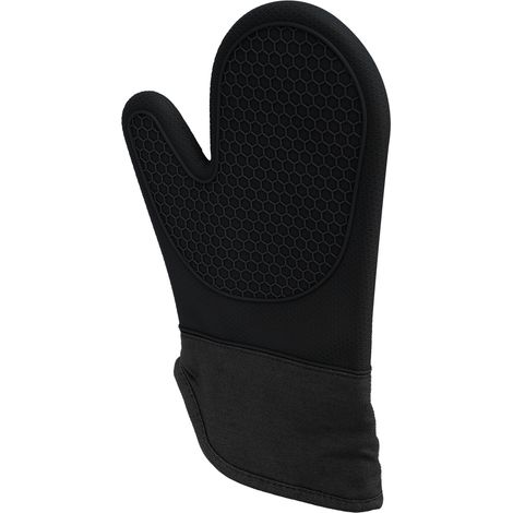 Gants de cuisine en silicone et coton résistants à la chaleur pour four à micro-ondes et pâtisserie maison - Noir (1/5)