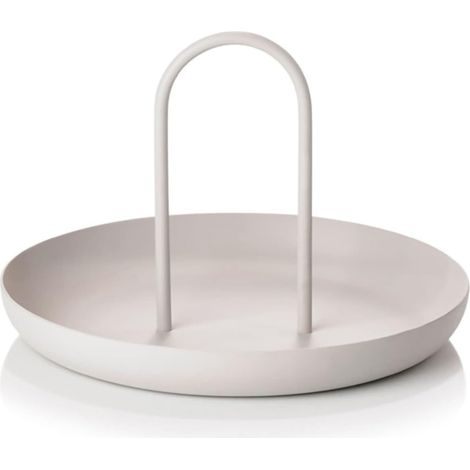 Plateau de Service à poignée, Plateau de Rangement de Table Portable Rond en métal avec poignée (Gray) (1/5)