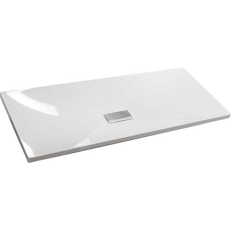 Lavabo TONGA avec couvercle d'écoulement 121x50cm, Marbre coulé, blanc (1/4)