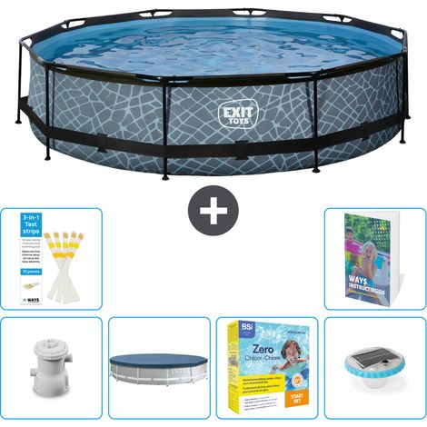 Exit-toys Piscina Exit Redonda - Efecto piedra - 360x76 cm - 7-piezas  S178 (1/5)