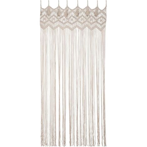 Rideau de porte en macramé, tenture murale bohème, voilage en coton tissé, corde décorative, protection anti-insectes, largeur 90 cm x longueur 180 cm, rideau pour camping-car (1/3)