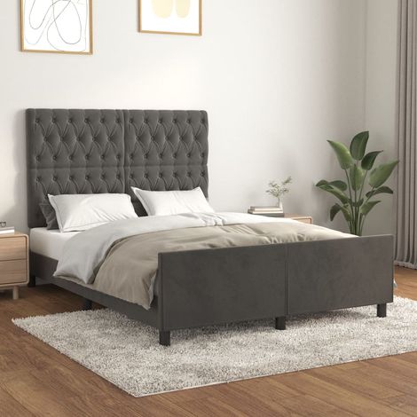 Cadre de lit sans matelas-Structure de lit gris foncé 140x190 cm velours 789911 (1/5)