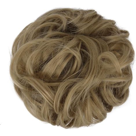 Fascia per capelli CON extension per capelli, chignon disordinato, capelli biondi (1/5)