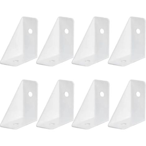 Lot de 8 équerres d'angle robustes - Protection des trois côtés - Support d'angle fixe - Quincaillerie triangulaire droite (blanc) (1/5)