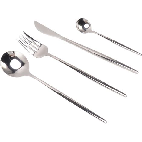 Ensemble de couverts 4 pièces poli miroir, service de table pour restaurant ou maison, argent (1/5)