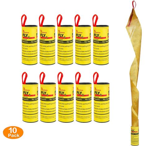 Ruban anti-mouches 10/40 rouleaux, piège à insectes volants, papier tue-mouches réversible, efficace contre mouches, moustiques et autres nuisibles aériens (1/5)
