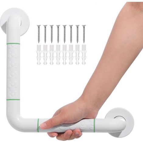 Anti-Badezimmer-Haltegriff, 90° abnehmbar, rechtwinklig, weiß, Edelstahl, Duschhandlauf, Sicherheitshandlauf für ältere Menschen, Kinder und Behinderungen (1/5)