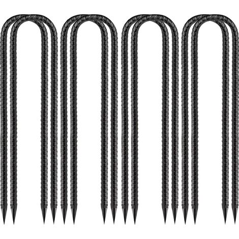 8 Piquets De Sol, Acier Galvanisé, Forme U, 30 Cm, Pour Tente, Camping, Jardin (1/5)