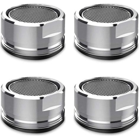 Lot de 4 filtres de robinet à économie d'eau, aérateurs, embouts de rechange pour cuisine, salle de bain, douche et lavabo, 24 mm, régulateur de débit argenté. (1/5)