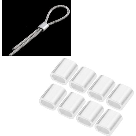 100Pcs Manchons de Serrage en Aluminium pour Câbles Acier, Douilles de Raccordement Ovales à 1 Trou M4 AL6063