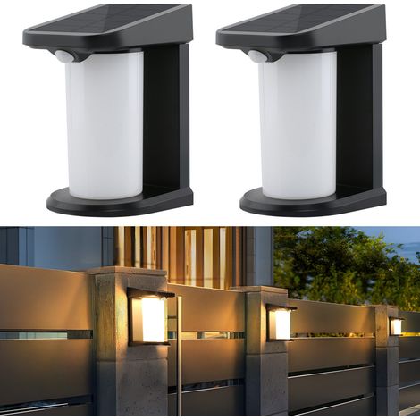 GBLY Solarlampen für Außen mit Bewegungsmelder - 2ER Solar Wandleuchte Aussen Solarleuchte Garten Outdoor 2 Modi Wasserdichte Aussenleuchte 3000K Warmweiß LED Aussenlampe für Hof Stufen Haustür Flur