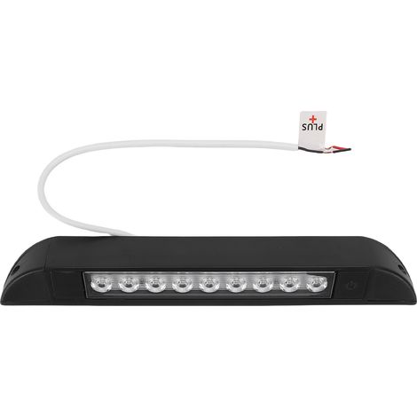 10-Zoll-LED-Markisenleuchte für Wohnmobile, 6000 K Kaltweiß, 12 V/24 V DC, nach unten gerichteter Lichtstrahl, geeignet für LKW, Anhänger, Camping, PKW, Schwarz, mit Schalter (1/5)