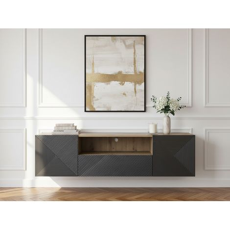 BOBOCHIC - Meuble TV suspendu 167 cm ALICE Gris foncé (1/5)