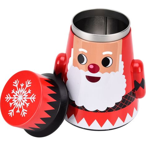 Boîte à bonbons de Noël en fer, motif rondouillard, Père Noël et bonhomme de neige, boîte de rangement pour bonbons, Père Noël (1/5)