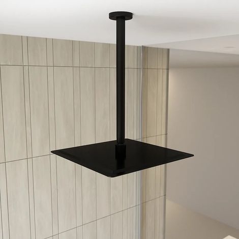 Bras de douche au plafond noir mat 20 cm (1/4)