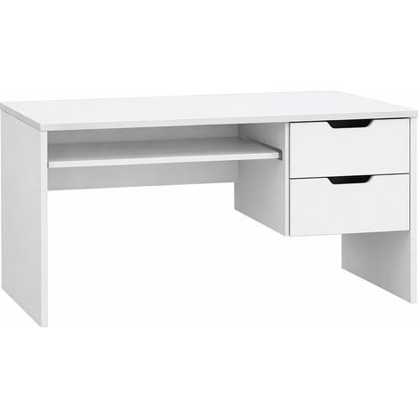 Modern Home Office Desk with Storage Drawers - L50 x W100 x H75.5 cm - Assembly Required - White