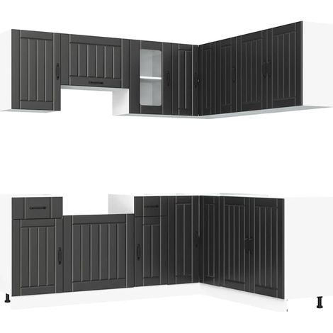 Maison Exclusive - Mueble de cocina Lucca negra 11 piezas madera