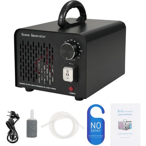 Générateur d'O3 2 en 1 avec modes air et eau, purificateur ioniseur, commercial et industriel pour maison, voiture, bureau, sous-sol, garage, animaux domestiques, fumée (1/5)