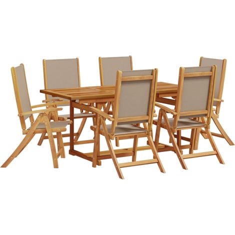 Set Pranzo da Giardino 7pz Legno Massello di Acacia e Textilene vidaXL (1/5)