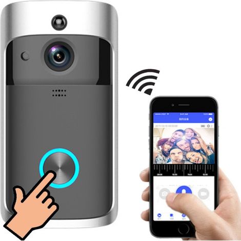 Sonnette vidéo noire, interphone vidéo sans fil WiFi intelligent, système de sécurité domestique, sonnette vidéo et interphone vidéo