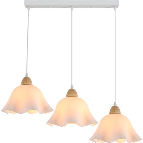 COMELY Suspension Luminaire Industriel, Plafonnier lustre en Bois E27, Luminaire Plafonnier Vintage Blanc Réglable en Hauteur pour Salon Cuisine, Chambre, 3 Ampoules NON INCLUSES (1/5)