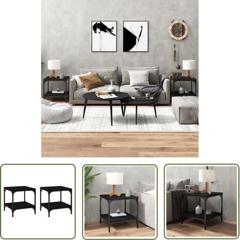 The Living Store Tables d'appoint 2 pcs Noir 40x40x40 cm Bois d'ingénierie - Table Basse - Meuble Industriel - Table D'appoint - Design Moderne - Meubles Salon (1/5)