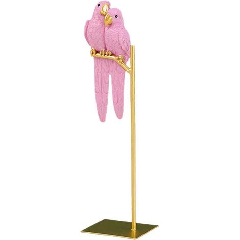 Sculpture de perroquet en résine, statue de perroquet, oiseau, animal, décoration rose (1/5)