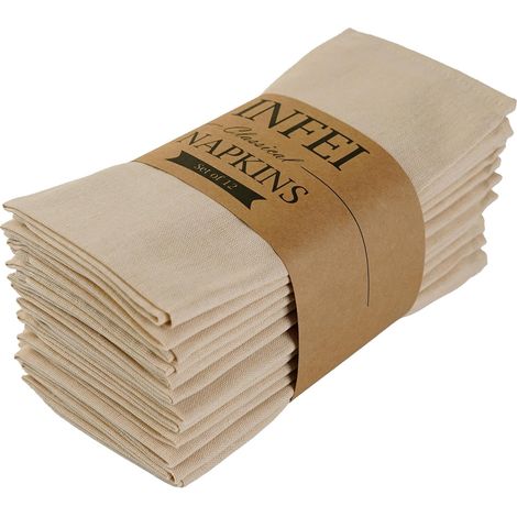 Serviettes en Tissu de dîner en Tissu mélangé en Lin de Couleur Unie - Lot de 12 (40 x 40 cm) - pour événements et Usage Domestique (1/5)