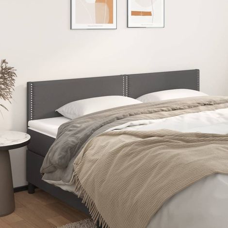 2 pcs Têtes de lit pour lit double, Tableau décoratif de chevet Gris 100x5x78/88 cm Similicuir CDE23890 (1/5)