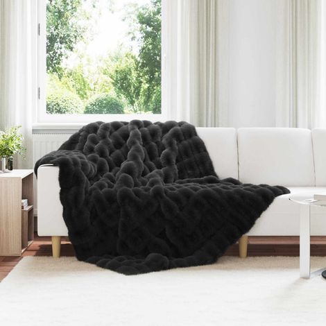 Rutschfeste Decke aus Kunstkaninchenfell Olite Schwarz