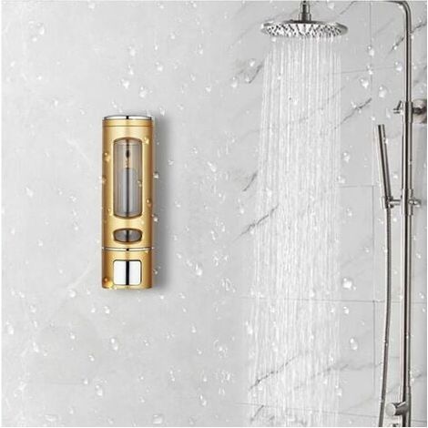 Distributeur de savon doré distributeur de savon simple 400 ML, distributeur de gel douche mural, pot à savon (1/2)