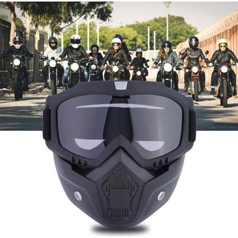 Masque de Motocross à Lunettes de Protection détachables et Filtre au Niveau de la Bouche, pour Casques de Style Vintage