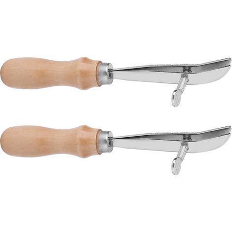 2 outils de marquage et gaufrage en acier pour cuir avec manche en bois de pin
