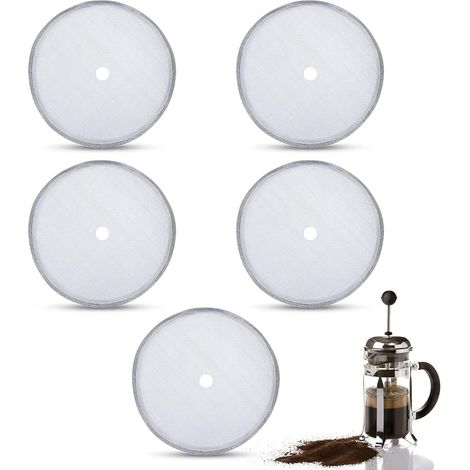 5 Pack 8cm French Press Replacement Filter, Reusable Stainless Steel Mesh Filters, French Press Coffee Maker, Replacement Sieve Filters for 600ml French Pressure Coffee Makers (1/5)