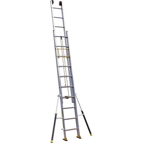 Centaure – Échelle télescopique 2 plans 4.95m – Stabilisateurs repliables – Charge max 350kg – 2x10 barreaux antidérapants