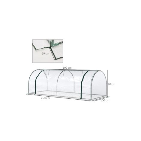 Serre de jardin transparente en acier et PVC 250 x 100 x 80 cm avec porte pour semis et jeunes plants, pour jardin (1/5)