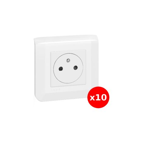 Legrand Mosaic - LOT x 10 Prises de Courant complu00e8te - 1 poste (2M) - 16A - 250V - EU - Ru00e9f : 080251+277802L+278111L (1/5)