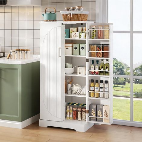 Buffet coloris blanc en MDF 60 x 35 x 128 cm (1/5)