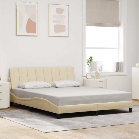 vidaXL Giroletto senza Materasso Hanko Crema 160x200 cm in Tessuto (1/4)