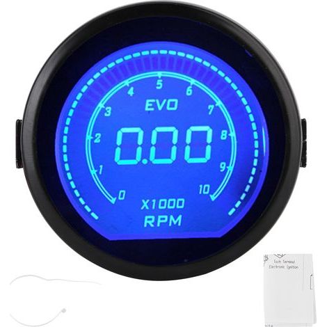 Tachymètre numérique LCD 2 pouces RPM affichage lumière bleue rouge pour série EVO universel pour voiture 12 V. (1/5)