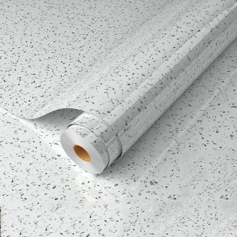 Kaelt - Autocollants pour meubles en marbre 80 cm x 500 cm, papier peint autocollant blanc cass��, film autocollant imperm��able pour comptoirs de cuisine et de salle de bain (Galets) (1/4)