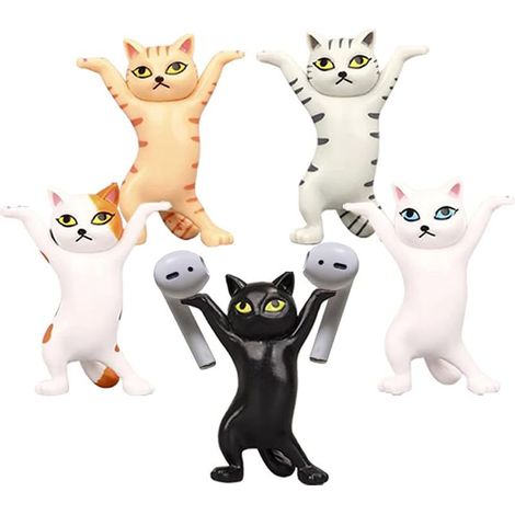 5 x chats dansants et porte-stylo, Boîte de rangement, porte-stylo de bureau, porte-chat Drôle, mini figurine de chat, porte-stylo, porte-stylo de chat, jouet de figurine de chat-Fei Yu (1/5)