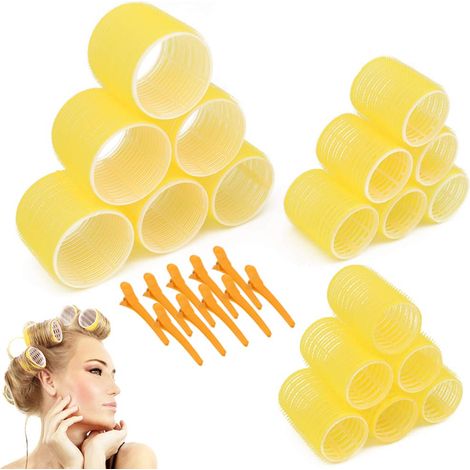 Lot de 6 bigoudis, auto-agrippants, diamètre 4,4 cm, volume racines, cheveux longs épais, usage professionnel