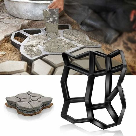 Schwarze Betonform, DIY-Schalungsform, Gipsform aus Kunststoff, Betonpflasterform, Pflastermuster für Gehwege, Trittsteine, Garten, Rasen, Laufwege