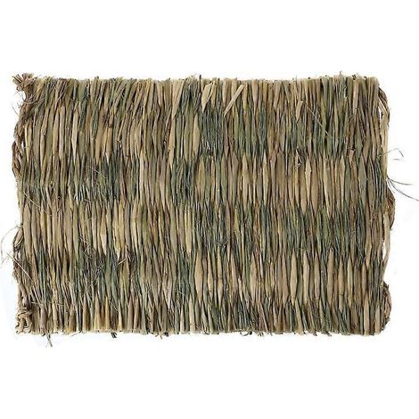 Lit en paille tressée pour lapins, nid à mâcher, tapis d'herbe pour lapins et rats - Grand modèle (1/5)